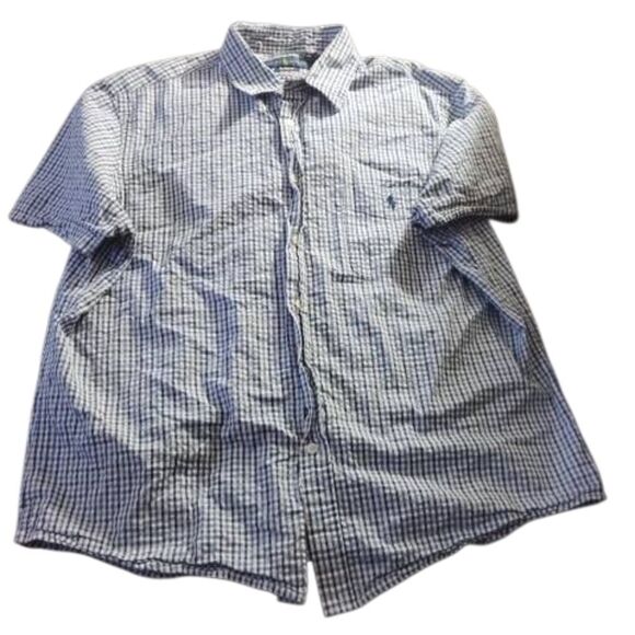 Ralph Lauren Seersucker Blue Casual Button Down Shirt - Picture 1 of 4